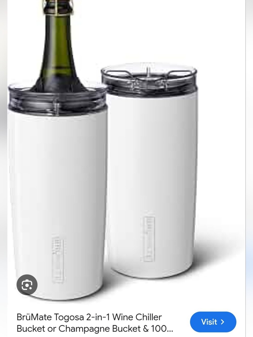 NEW Brumate Togosa Wine Chiller And Leakproof Pitcher, 49oz Glitter White